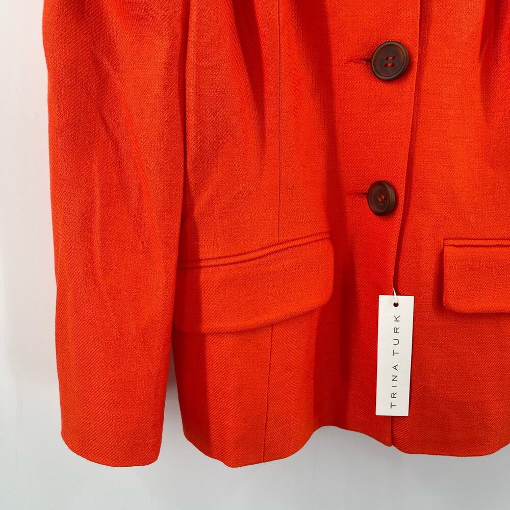 TRINA TURK Laine Jacket Top Size 6 NWT Button Down Cold Shoulder Orange - Picture 13 of 16
